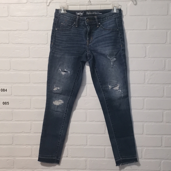 Mossimo Denim Mid-Rise Jegging Crop Distressed Skinny Jeans Size 0/25 #0098 - Picture 1 of 11